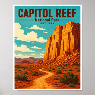 Poster Voyage au Capitol Reef National Park à l'ancienne