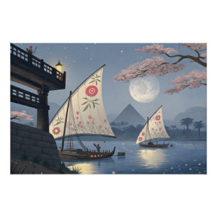 Poster Voyage au clair de lune : voiles florales