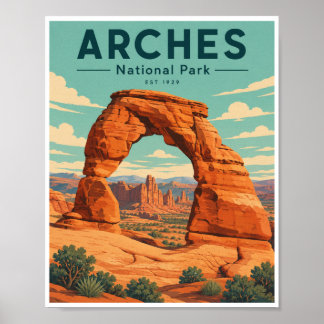 Poster Voyage au Parc National des Arches de Style Rétro