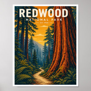 Poster Voyage au Redwood National Park à l'ancienne