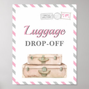 Poster Voyage Avion de la partie Bagages Drop-off Table c