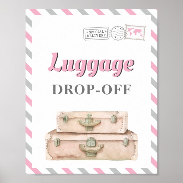 Poster Voyage Avion Fête Bagages Consigne Cadeau Table (Devant)
