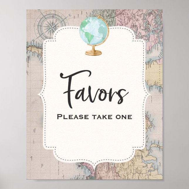 Poster Voyage Baby shower Favoriser Signer Aventure Douch (Devant)