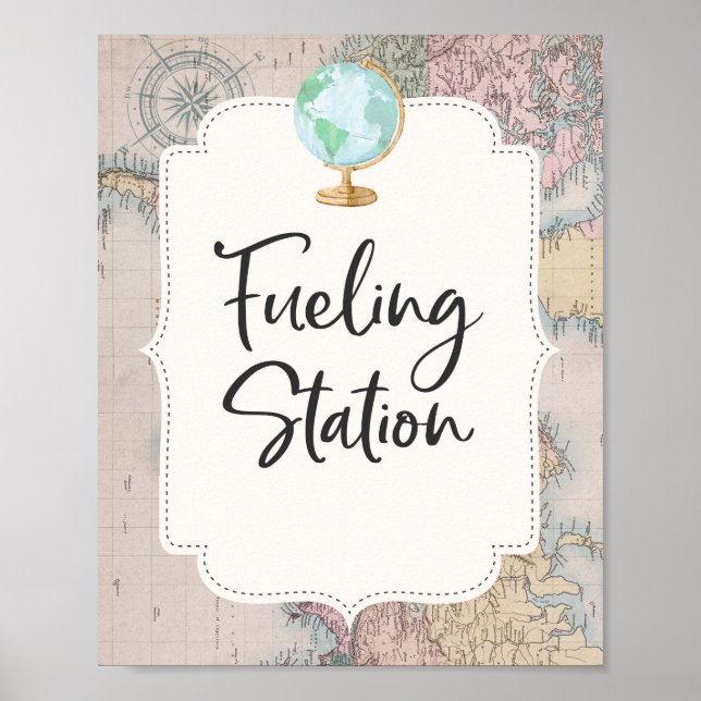 Poster Voyage Baby shower Fusible Station Signale Aventur (Devant)