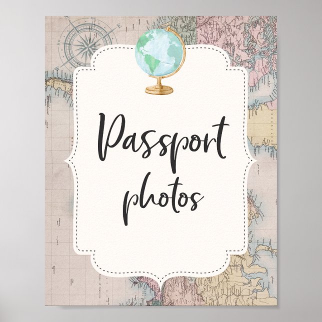 Poster Voyage Baby shower Passport Photos Signer Aventure (Devant)