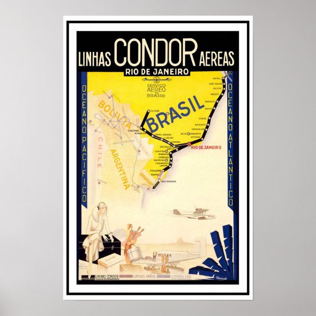 Poster Voyage Brasil Brésil ~ Vintage (Devant)