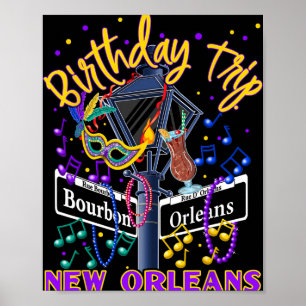 Poster Voyage d'anniversaire à La Nouvelle-Orléans Filles