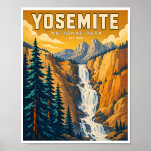 Poster Voyage dans le Parc National de Yosemite Vintage