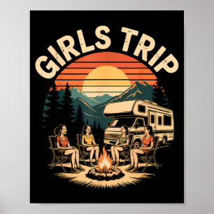 Poster Voyage de filles camping-car camping amies