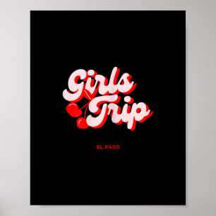 Poster Voyage de filles Cerises El Paso Texas Vacances
