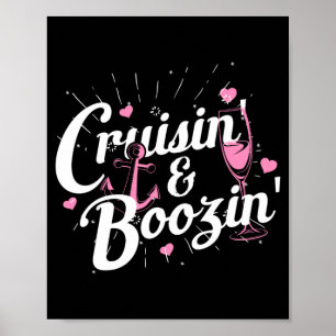 Poster Voyage de filles d'hommes Croisière En Boozin Drôl