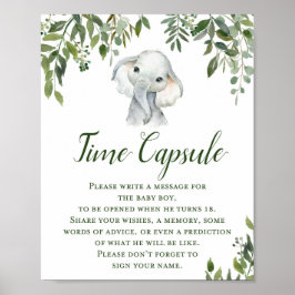 Poster Voyage de l'éléphant vert Capsule de temps pour le