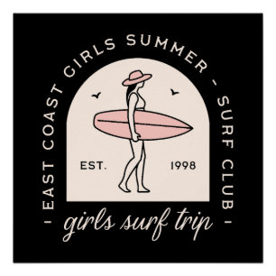Poster Voyage de surf de filles club de surf copines rétr
