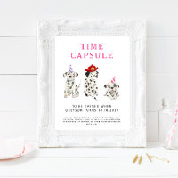 Voyage de temps Capsule pompier rose fête d'annive