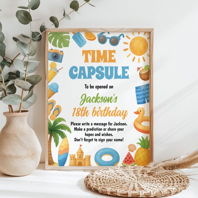 Poster Voyage d'été Plage Anniversaire Fête Heure Capsule (Créateur téléchargé)