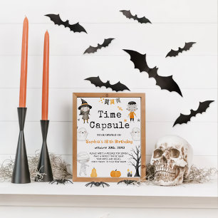Poster Voyage d'Halloween Enfants Anniversaire Heure Caps