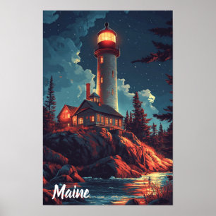 Poster Voyage d'illustration Vintage Maine USA
