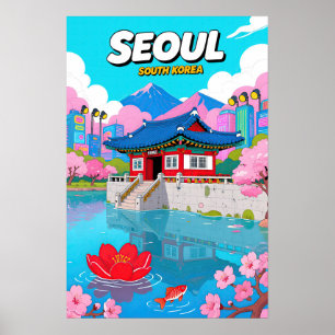 Poster Voyage en Corée du Sud Pop Art