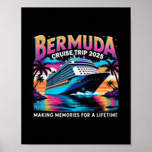 Poster Voyage en croisière aux Bermudes 2025 Cadeau de va