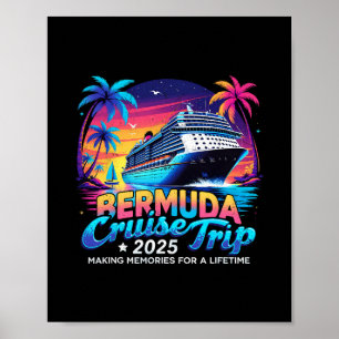 Poster Voyage en croisière aux Bermudes 2025 Cadeau de va