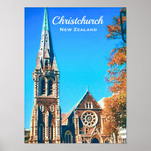 Poster Voyage en Nouvelle-Zélande à la cathédrale de Chri