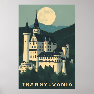Poster Voyage en Transylvanie Roumanie Château Gothique