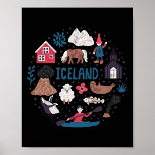 Poster Voyage Europe Islande Reykjavik Famille Vacances S