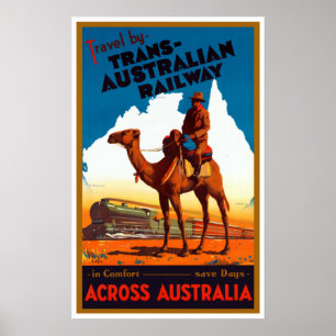 Poster Voyage ferroviaire transaustralien vintage