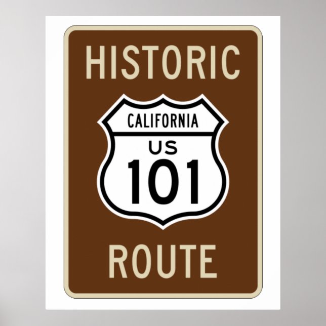 Poster Voyage historique US Route 101 (Californie) (Devant)