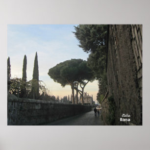 Poster Voyage Italie - Promenade Appienne en soirée