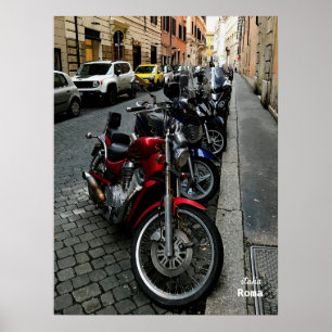 Poster Voyage Italie - Rome, motos garées