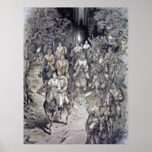 Poster Voyage nocturne viking estonien, dessin