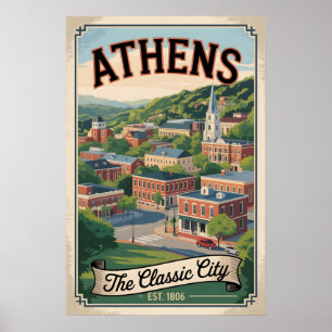 Poster Voyage Rétro à Athens Georgia