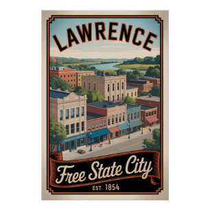 Poster Voyage Rétro à Lawrence Kansas