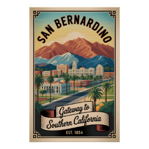 Poster Voyage Rétro à San Bernardino Californie