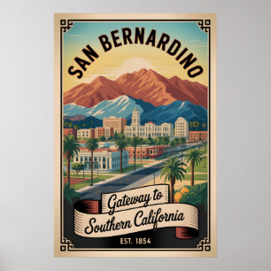 Poster Voyage Rétro à San Bernardino Californie
