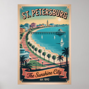 Poster Voyage Rétro à St. Petersburg Floride