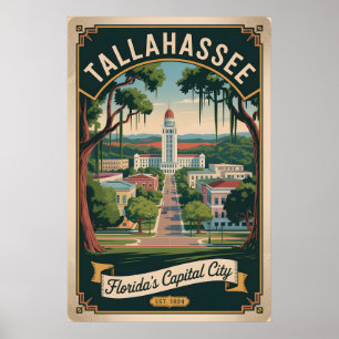 Poster Voyage Rétro à Tallahassee Floride