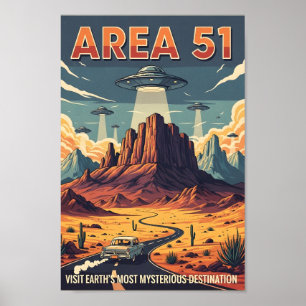 Poster Voyage Rétro à travers la Zone 51