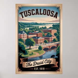Poster Voyage Rétro à Tuscaloosa Alabama