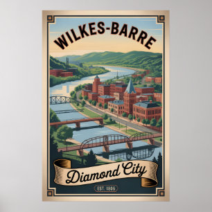 Poster Voyage Rétro à Wilkes-Barre Pennsylvanie