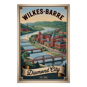 Poster Voyage Rétro à Wilkes-Barre Pennsylvanie
