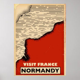 Poster Voyage rétro en Normandie, France