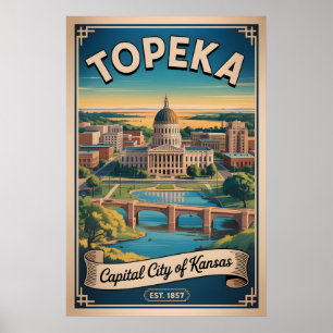 Poster Voyage Rétro Topeka Kansas