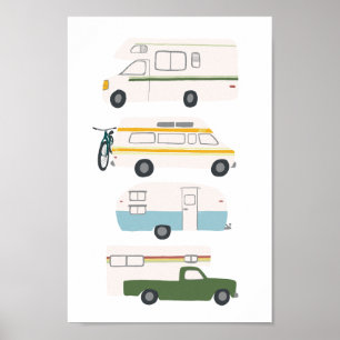 Poster VOYAGE ROUTIER ! Campervan vanlife RV Trailer