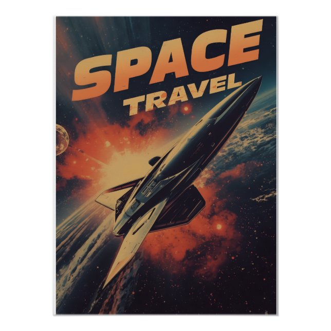 Poster Voyage spatial - Rétro-futurisme (Devant)