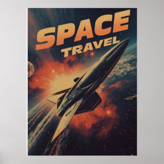 Poster Voyage spatial - Rétro-futurisme