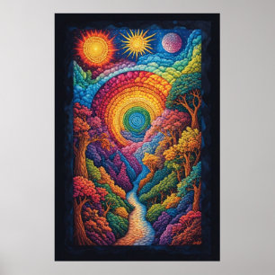 Poster Voyage Spiral Cosmique : Une vision Psychédélique