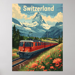 Poster Voyage sur le chemin de fer alpin suisse