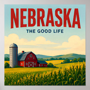 Poster Voyage sur les Grandes Plaines du Nebraska et les